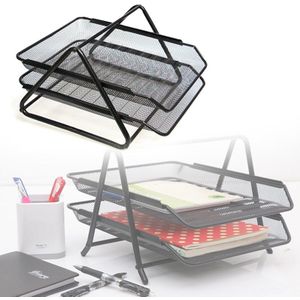 -Office Filing Trays Houder A4 Document Brief Papier Gaas Opslag 2 Tiers