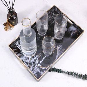 Nordic Marmeren Textuur Opslag Plastic Fruit Lade Voedsel Theekopje Huis Opbergdoos Sieraden Ketting Display Tray Woondecoratie