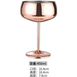 304 Roestvrij Staal Koper Plated Single-Layer Beker Anti-Fall Glas Cocktail Glas 500Ml Wijn Kopjes Champagne bril