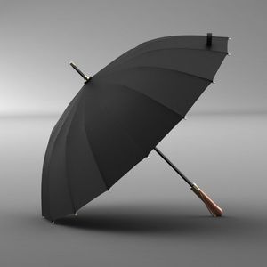 Olycat Luxe Mentale Houten Handvat Paraplu 112Cm Grote Lange Mannen Zwarte Paraplu 16 Ribben Winddicht Regen Paraplu Paraguas
