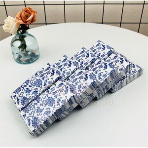 2 Packs/Set Vintage Servet Papier Elegante Tissue Blauwe Bloem Decoupage Bruiloft Verjaardag Party Decor Mooie Servetten Handdoek