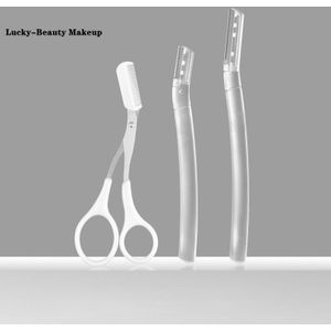 3Pcs Transparante Wenkbrauw Trimmer Pro Veilig Scheren Scheermessen Grote Maat Blade Vrouwen Gezichtsverzorging Hair Removal Tools Make Scheerapparaat mes