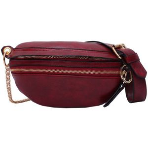 Pu Leer Borst Tas Voor Vrouwen Chic Lady Rits Gesloten Effen Kleur Crossbody Tas Handtassen Chain Portemonnees