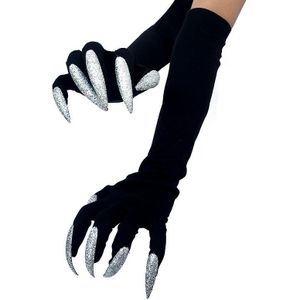 Zwarte Lange Vingernagel Handschoenen Halloween Kostuum Handschoenen Cosplay Prop Voor Party Novelty Jurk Handschoenen ST384