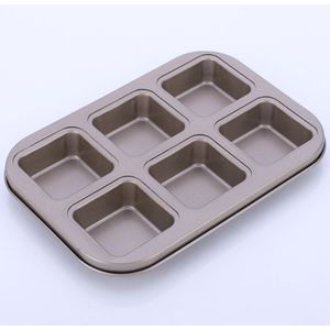 Non-stick Vierkante Bakvorm 6-Cavity Carbon Staal Brood Cake Fondant Cookie Mold Tart Trays Mould Bakvormen gereedschap