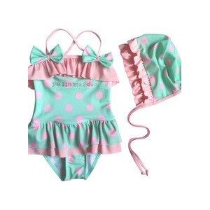 2 stuks Peuter Kids Baby Meisjes Dot Romper + Badmuts Jumpsuit Badmode Zwemmen Jurk