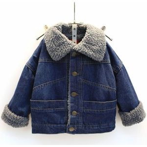 Koreaanse Stijl Kinderkleding Herfst Jongens Plus Fleece Jas Meisjes Dikke Denim Jas Peuter Lam Pluche Jas 2-7Y