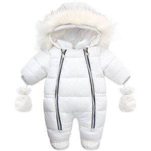 Baby Meisje Jongen Winter Warm Sneeuw Wear Shiny Footies Rompertjes 6-24M Baby Peuter Casual Lange Mouw hooded Parka Jumpsuit