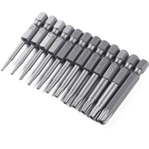 50mm 8 Stuks OF 12 Stuks Set Beveiliging Tamper Proof Magnetische Schroevendraaier Boor Schroevendraaier Bits Hex Torx platte Kop 1/4 "Handgereedschap