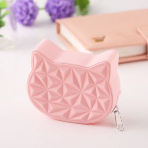 Leuke Kat Vrouwen Siliconen Korte Portemonnee Meisjes Mini Portemonnee Sleutel Portemonnee Voor Vrouwelijke Dagelijkse Clutch Purse Bluetooth Oortelefoon tassen