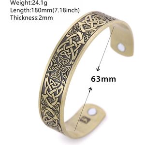 Likgreat Metalen Gegraveerde Franse Caroline Dynastie Kruis Armband Vrouwen Mannen Amulet Sieraden Celtics Knoop Magnetische Manchet Armband