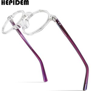 HEPIDEM Acetaat Bril Mannen Retro Vintage Polygon Brillen Frame Vrouwen Bijziendheid Optische Recept Bril Eyewear 9161