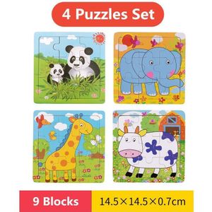 4 Stks/set Houten Speelgoed Kids Animal Eenvoudige Puzzel Stukken Multiplex Baby Educatief Speelgoed Puzzel Voor Peuter Phoohi