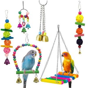 6 Pack Vogel Schommel Speelgoed-Papegaai Hangmat Bel Speelgoed Voor Budgie, Parkieten, Valkparkieten, conures En Liefde Vogels