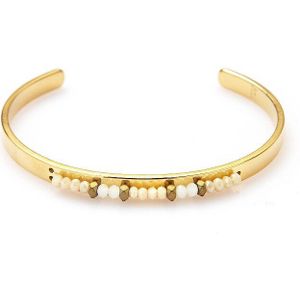 Wild & Gratis Handgemaakte Kristal Kralen Armbanden Voor Vrouwen Roestvrij Staal Goud Open Manchet Bangle Armbanden Sieraden