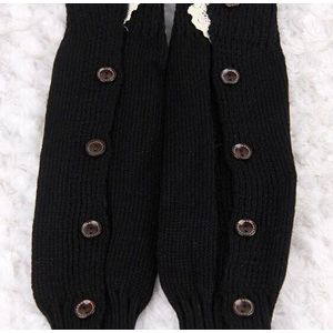 Meisjes Kinderen Trendy Gebreide Knop Kant Beenwarmers Trim Boot Manchetten Sokken