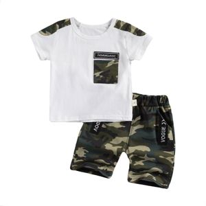 Focusnorm 1-4Y Zomer Baby Kids Jongens Kleding Sets Camouflage Print Korte Mouw Pocket T Shirts Tops Shorts