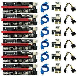 6Pcs Ver009 Usb 3.0 Pci-E Riser Ver 009S Express 1X 4X 8X 16X Extender Riser Card Adapter sata 15Pin Naar 6 Pin Power Kabel