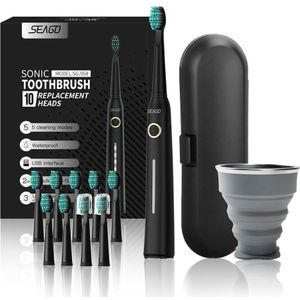 Seago Liefhebbers Oplaadbare Elektrische Tandenborstel Sonic Tandenborstel Reizen Doos Draagbare Vouwen Cup Ultra Sonic Vervangen Opzetborstels