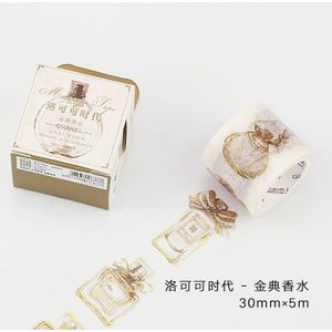 30Mm Breed Retro Gold Parfum Flessen Vergulden Rococo Decoratie Washi Tape Diy Planner Dagboek Scrapbooking Masking Tape Escolar