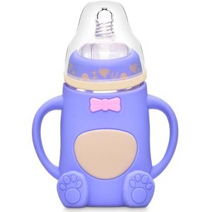 Duidelijke Schaal Babyvoeding Fles Drinkbeker Training Leren Lekvrije Brede Kaliber Dual Gebruik Anti-Koliek 240ml Melk Schattige Beer