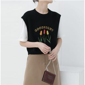 Vesten Vrouwen O-hals Crop Top Elegante Koreaanse Stijl Alle-Match Kawaii Herfst Vintage Chic Streetwear Ulzzang Losse Mouwloos Vest