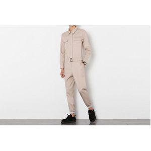 Mode Katoenen Overalls Mens Casual Cargo Broek Mannelijke Baggy Lange Mouwen Werkkleding Jumpsuits Met Jasje Werk Pak