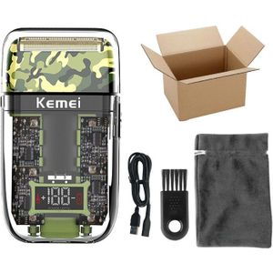 Kemei Transparante Elektrische Scheerapparaat Mannen Scheerapparaat Oplaadbare Baard Scheerapparaat Drijvende Gezichtsverzorging Scheren Machine