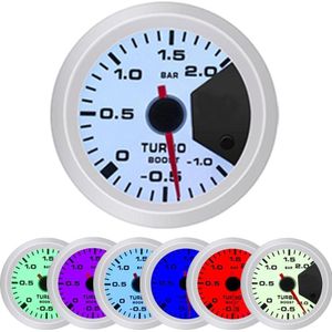 52 Mm Turbo Boost Gauge Opgetuigd Auto Zilveren Auto Ring Motor Racing Gemodificeerde 7 Kleur Backlight Turbine Gauge Supercharger