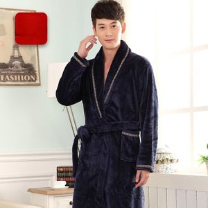 Mannen Casual Kimono Badjas Herfst Winter Flanel Lang Gewaad Dikke Warme Nachtkleding 3XL Nachtjapon Mannelijke Losse Homewear F24