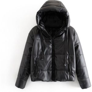 Wixra Womens Jacket Mode Losse Hooded Parka Jacket Solid Warm Zwarte Jas Dames Streetwear Waterdichte Parka Herfst