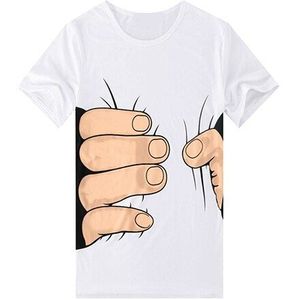 Mannen 3D Gedrukt Wit T-shirt Grote Hand Grijpen Uw Taille Patroon T-shirt O-hals Korte Mouw Casual Tee Tops
