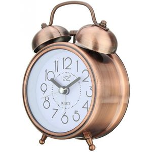 Wekker Vintage Retro Stille Pointer Klokken Ronde Nummer Dual Bell Luid Wekker Nachtkastje Nachtlampje Thuis Decors