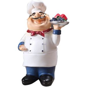 Retro Chef Model Ornamenten Hars Ambachten Mini Chef Beeldjes Home Kitchen Restaurant Bar Koffie Decor-D