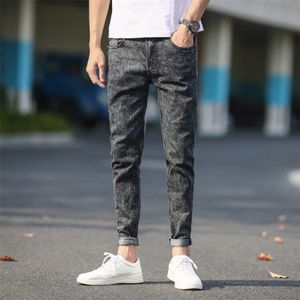 Mannen Skinny Jeans Grijs Denim Jeans Mode Mannen Potlood Broek Slanke Jeans Mannen Skinny Lange Jeans Heren Geript jeans
