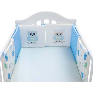 6 Stks/set Baby Bed Bumper Blauwe Uil Kinderen Beddengoed Wandelwagen Kussen Kinderen Veilig Hek Winddicht Mat Kamer Decoratie