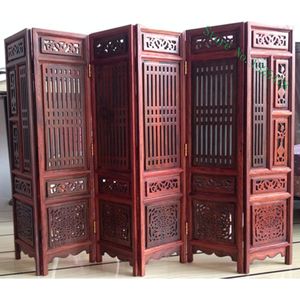 14.75 inch Exquisite Hand gesneden Chinese Buxus &amp; Sculptuur Vouwen Scherm woondecoratie tafelblad decoratieve ambachten