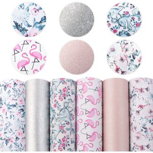 20*33Cm Bloemen Thema Faux Synthetisch Leer Stof Set Diy Naaien Oorbellen Hairbow Faux Lederen Bundel, 1Yc10005