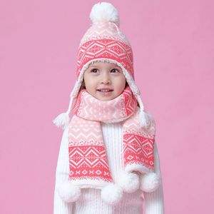 Meisje Muts Sjaal Set Winter Fleece Herfst Knit Beanie Warm Pompom Acryl Outdoor Skiën Peuter Kid Accessoire