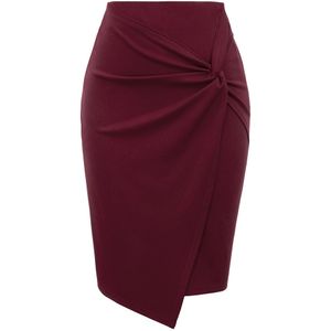 Dames Vrouwen mini rokken Herfst fall Asymmetrische Wrap Voorkant knielengte Stretch potlood Bodycon Rok jupe femme kantoor OL rok