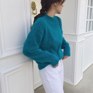 Syiwidii Trui Vrouwen Herfst Winter Zachte Warme Truien Koreaanse Top Winter Kleding Vrouwen Solid Casual Groen Roze Sky Blue