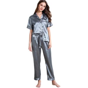 SAGACE Korte Mouw Zijden Pyjama Sets Vrouwen herfst Korte Mouwen Lange Dames Pijama Nachtkleding Nachtkleding Set Plus Size