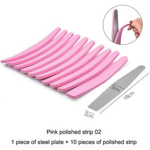 Roze Dubbelzijdig Nagelvijl Eelt Remover Rvs Handvat Zand Papier Met 10 pcs Vervanging Zand Buffer Papier Spons