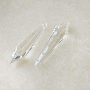 50 stuks/partij 2.48 ""(63mm) transpaent 8 facet ijspegel Glazen Kroonluchter Kristallen Lamp Prisms Onderdelen Opknoping Hangers