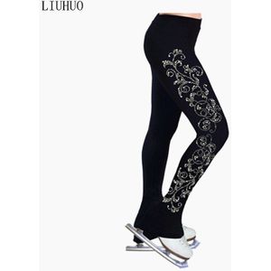 LIU HUO schaatsen lange broek Figuur Schaatsen Broek Meisjes volwassen figuur schaatsen training broek Prachtige patronen Rhinestone