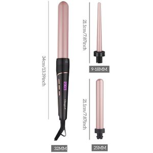 3 In 1 Elektrische Haar Curling Wand Professionele Verwisselbare Vat Haar Krultang Keramische Krultang Haar Waver Met Handschoen 31