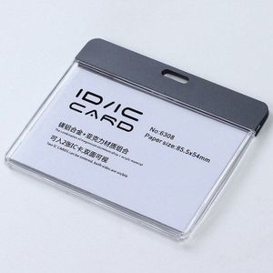 Brand Horizontale Vertica ID IC Card Case Badge Houder zonder Lanyard, Acryl Transparant Kaarthouder met Metalen Bevestigingsmiddelen