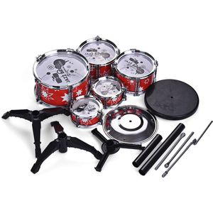 Kids Jazz Drum Set Kit Musical Instrument Educatief Speelgoed 5 Drums + 1 Cimbaal Met Kleine Kruk Drum Sticks Percussie instrument