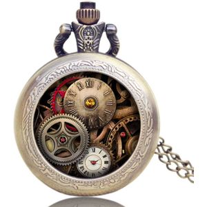 Aankomen Antiek Gear Zakhorloge Steampunk Quartz Horloges Mannen