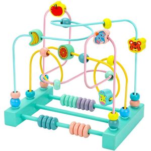 Houten Fruit Kraal Doolhof Achtbaan Activiteit Cube Educatief Abacus Speelgoed